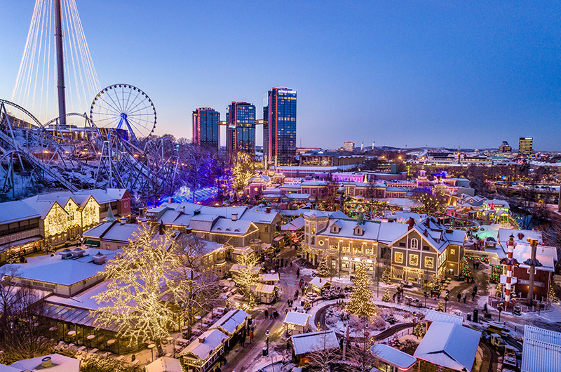 Liseberg theme park decorated for Christmas