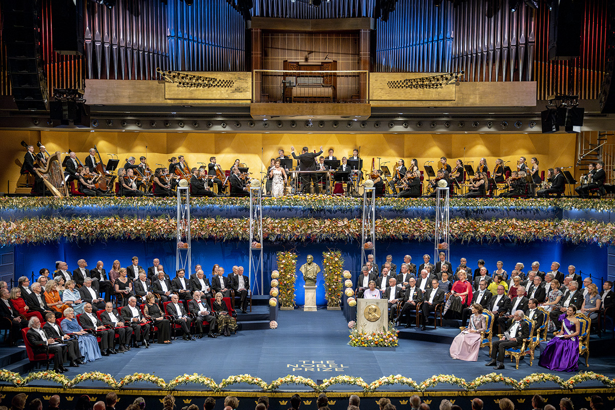 The Nobel ceremony in Stockholm concert hall