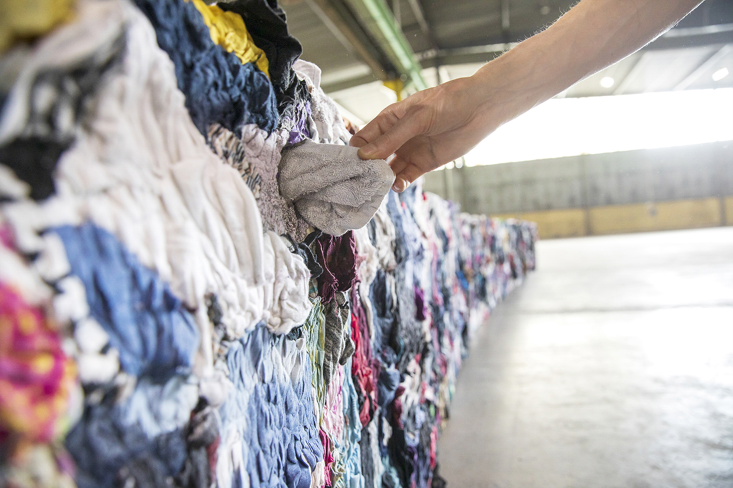 Textile waste neatly sorted.